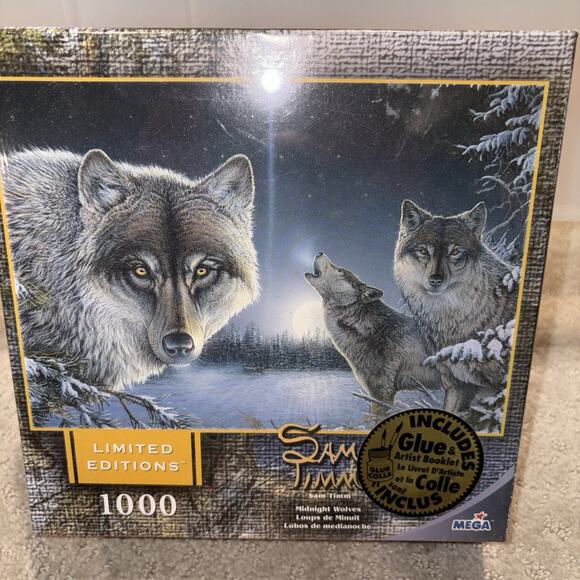 "Midnight Wolves" 1000 Piece Puzzle Sam Timm Mega Brand Limited Edition New - Picture 2 of 6